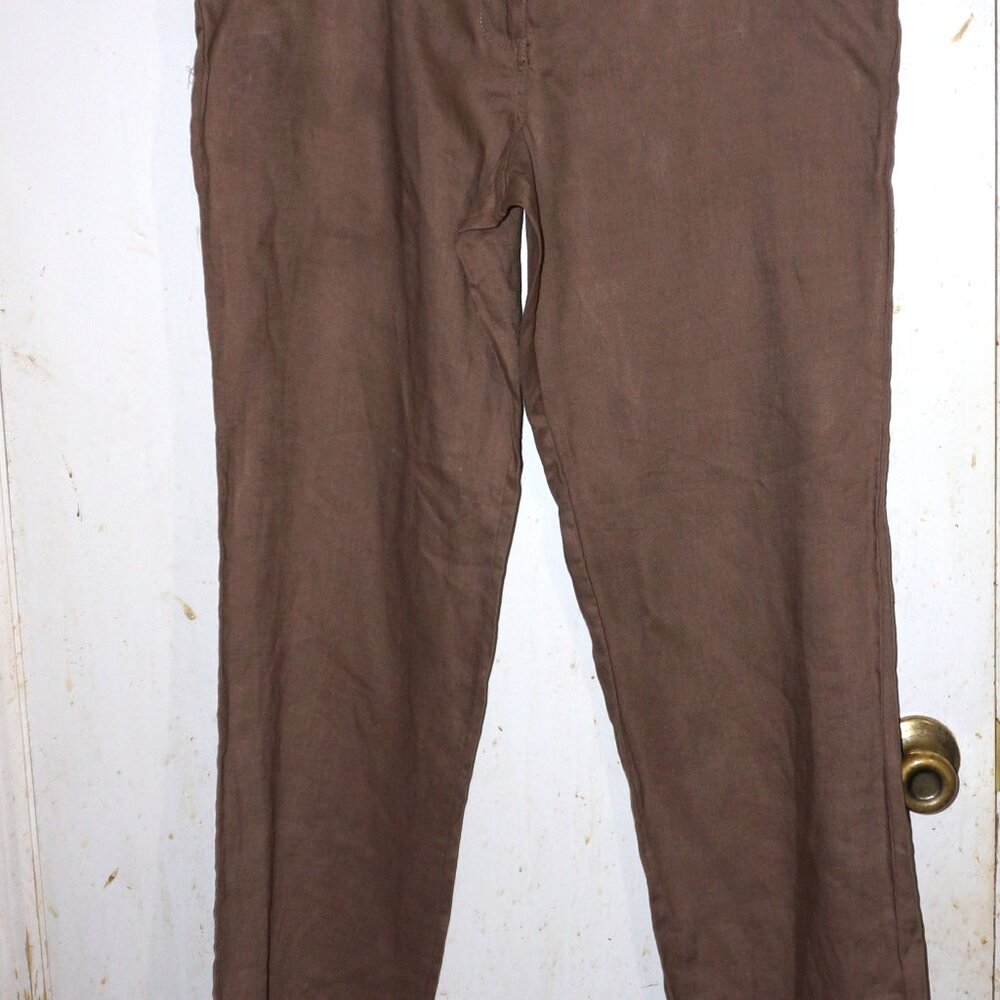 TAN LINEN SLACKS. NEW WITH TAGS. SIZE 14 MERONA 4 POCKETS